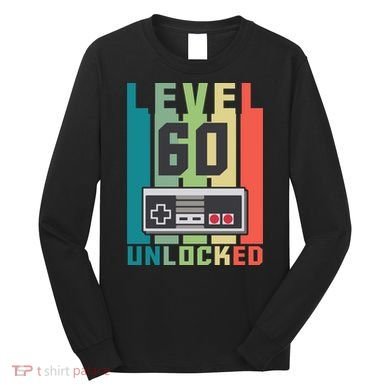 Level 60 Unlocked Funny Retro Gamer Birthday Long Sleeve Shirt