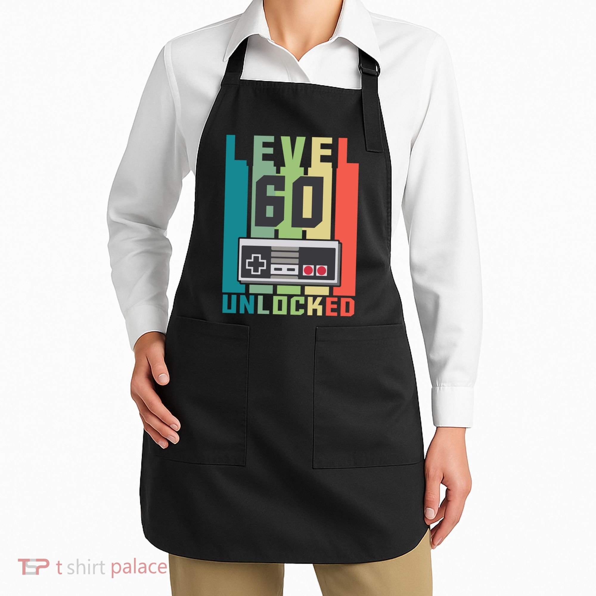 Level 60 Unlocked Funny Retro Gamer Birthday Apron