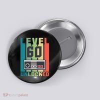 Level 60 Unlocked Funny Retro Gamer Birthday Button thumb 0