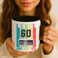 Level 60 Unlocked Funny Retro Gamer Birthday Coffee Mug thumb 3