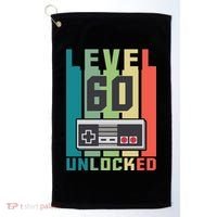Level 60 Unlocked Funny Retro Gamer Birthday Golf Towel thumb 0