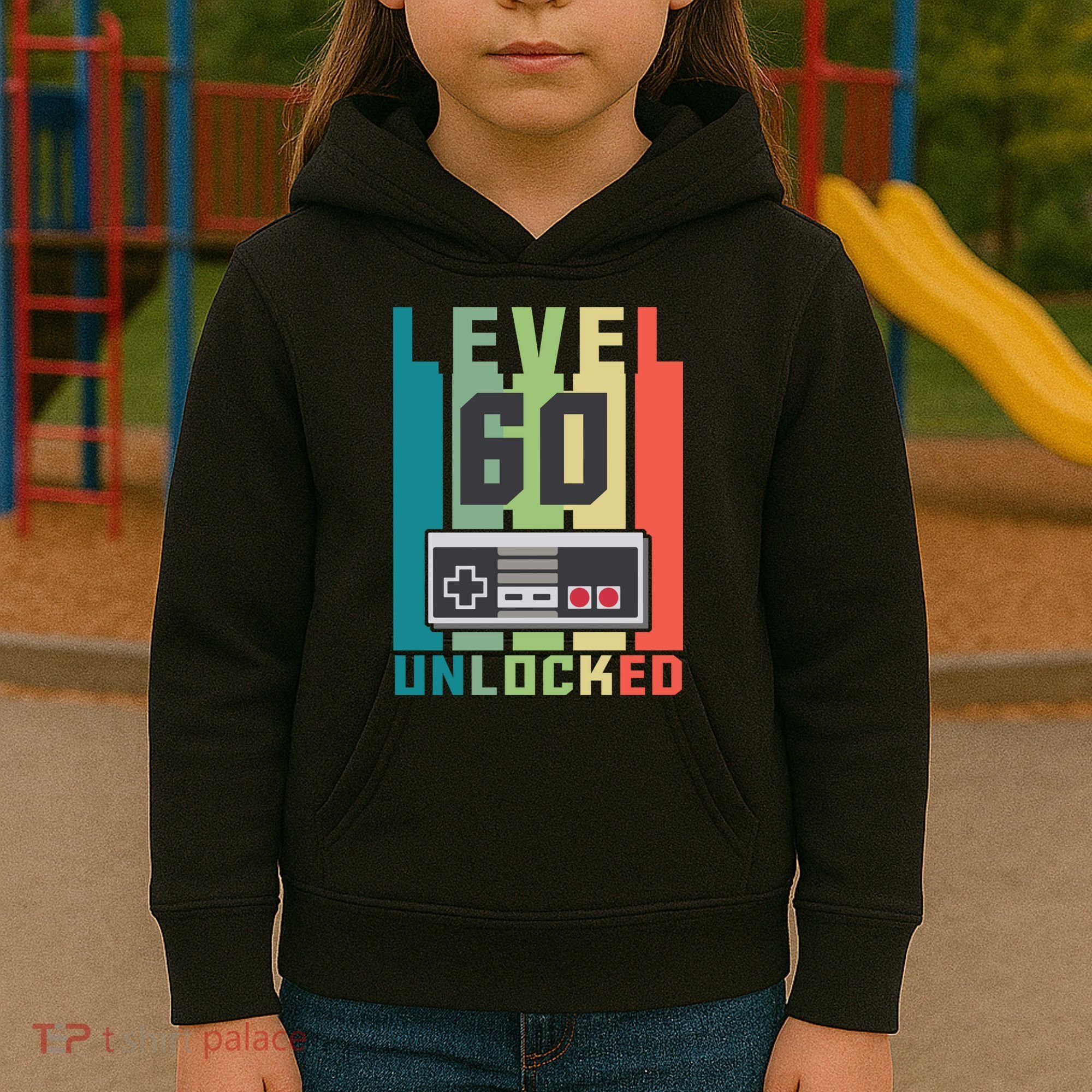 Level 60 Unlocked Funny Retro Gamer Birthday Kids Hoodie