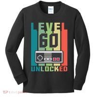 Level 60 Unlocked Funny Retro Gamer Birthday Kids Long Sleeve Shirt thumb 0