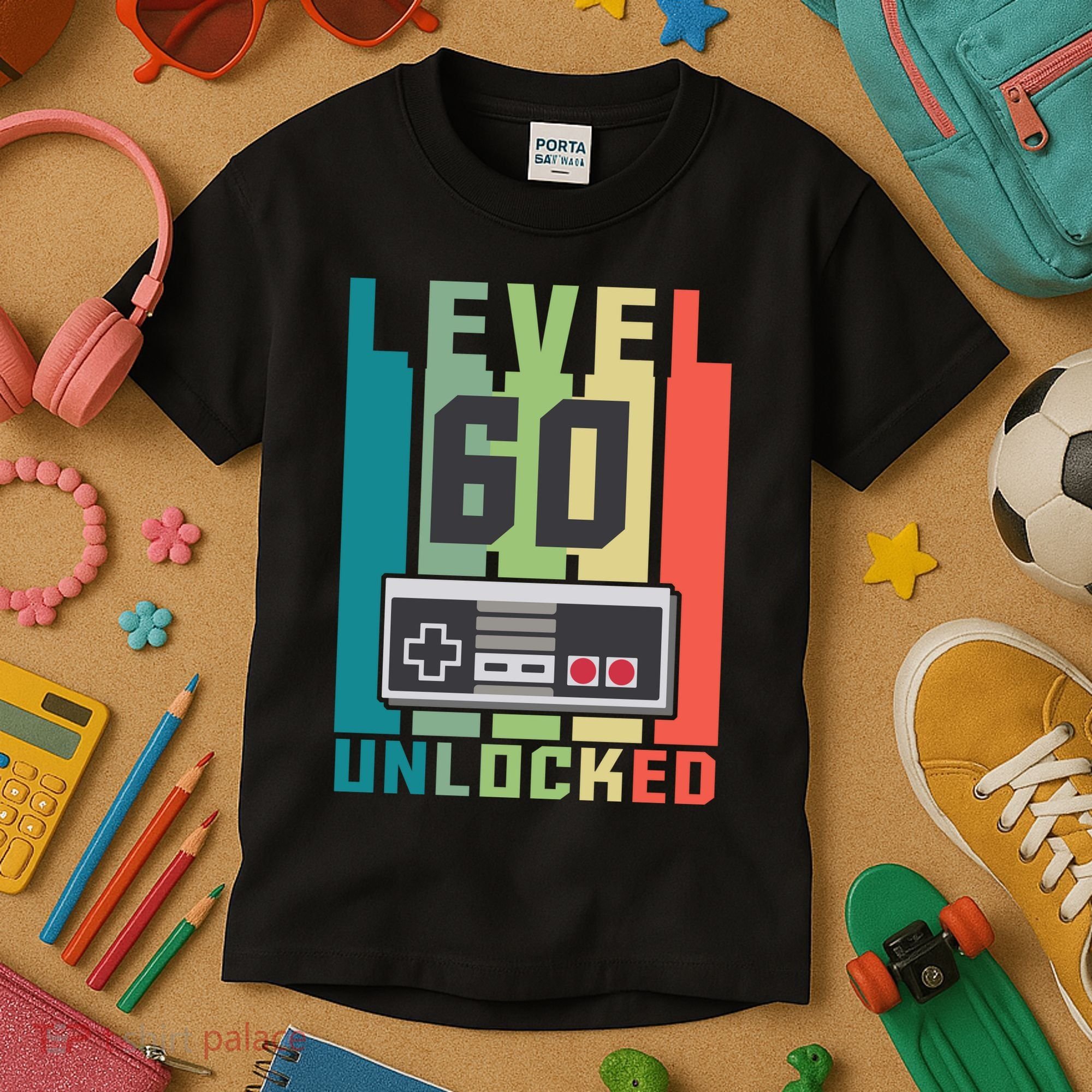 Level 60 Unlocked Funny Retro Gamer Birthday Kids T-Shirt