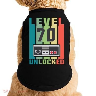 Level 70 Unlocked Funny Retro Gamer Birthday Doggie Tank