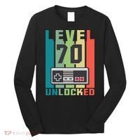 Level 70 Unlocked Funny Retro Gamer Birthday Long Sleeve Shirt thumb 0
