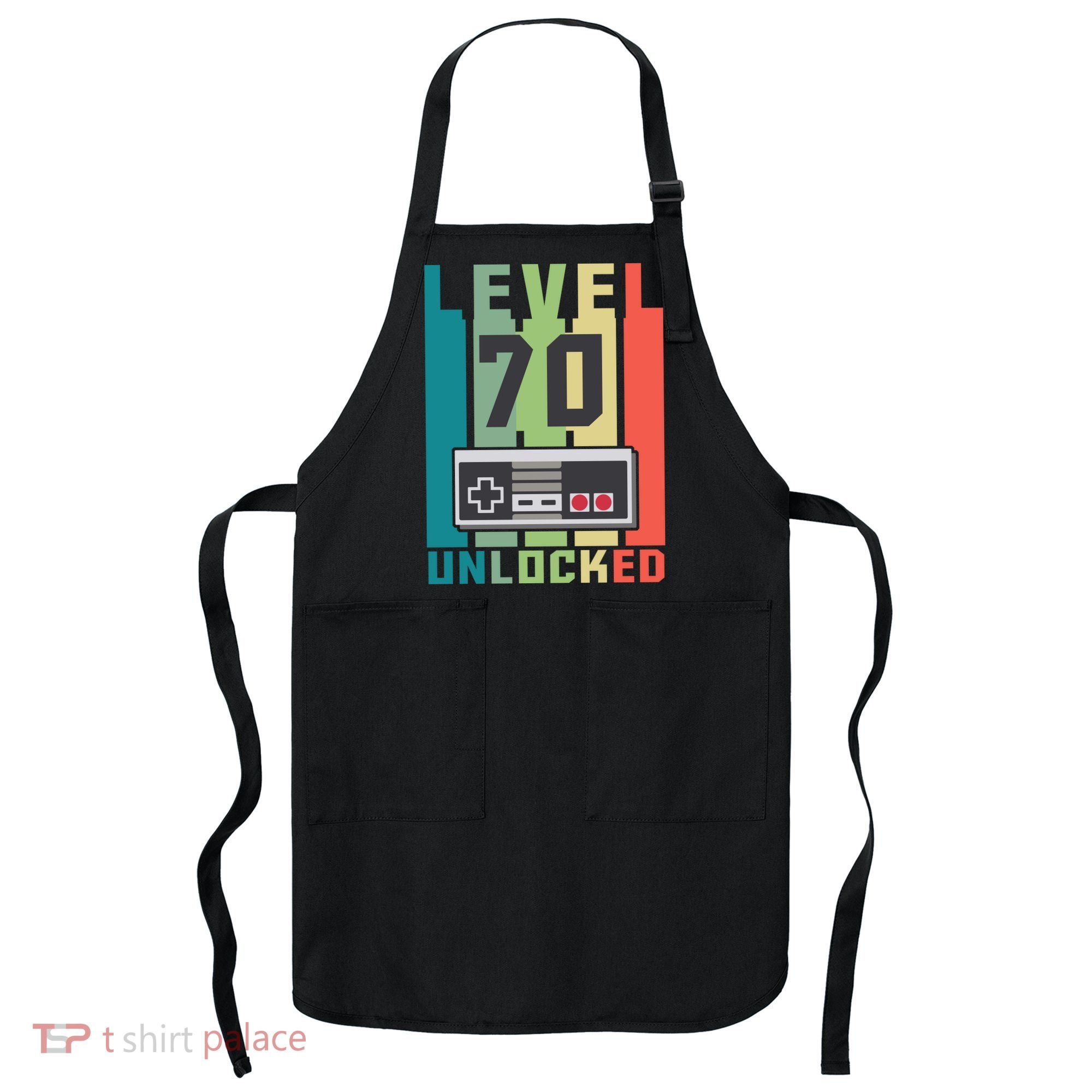 Level 70 Unlocked Funny Retro Gamer Birthday Apron