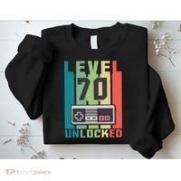Level 70 Unlocked Funny Retro Gamer Birthday Sweatshirt thumb 2