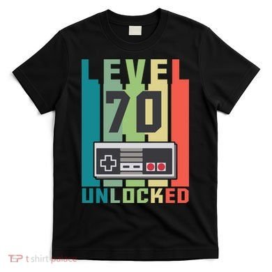 Level 70 Unlocked Funny Retro Gamer Birthday T-Shirt