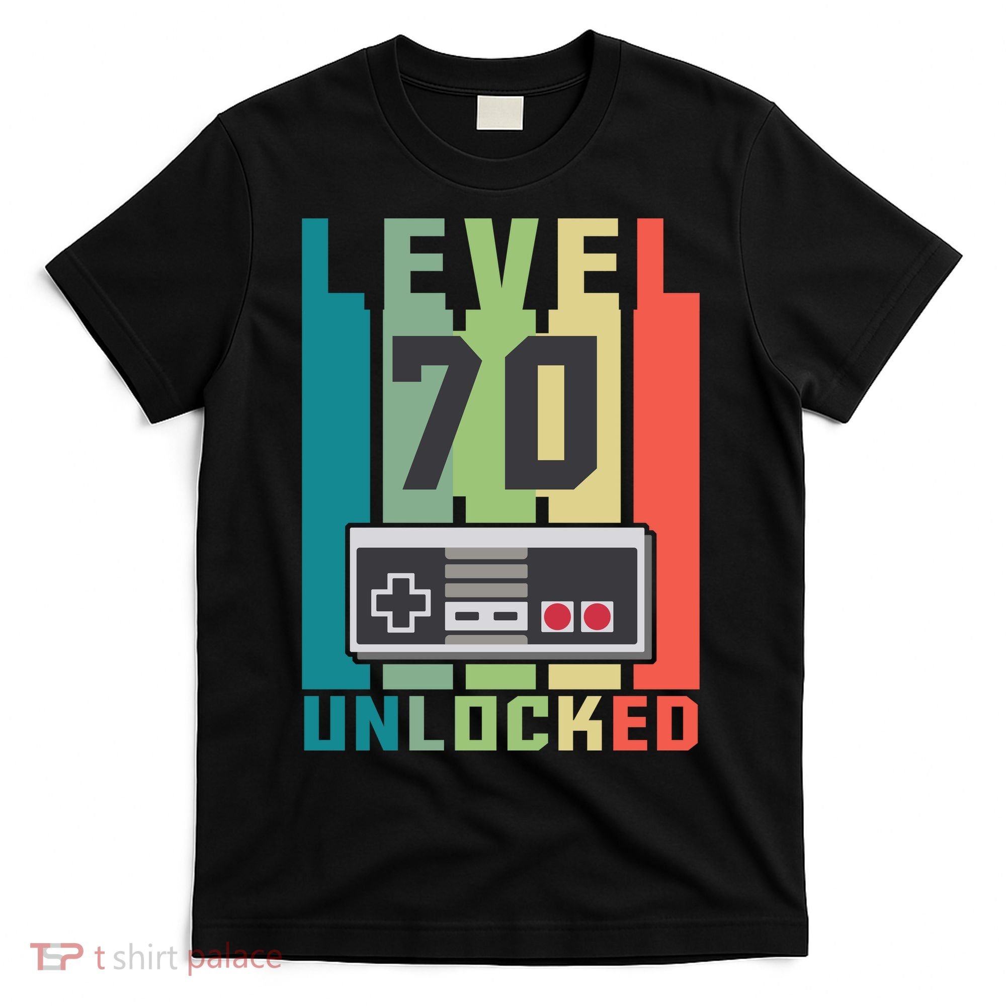 Level 70 Unlocked Funny Retro Gamer Birthday T-Shirt