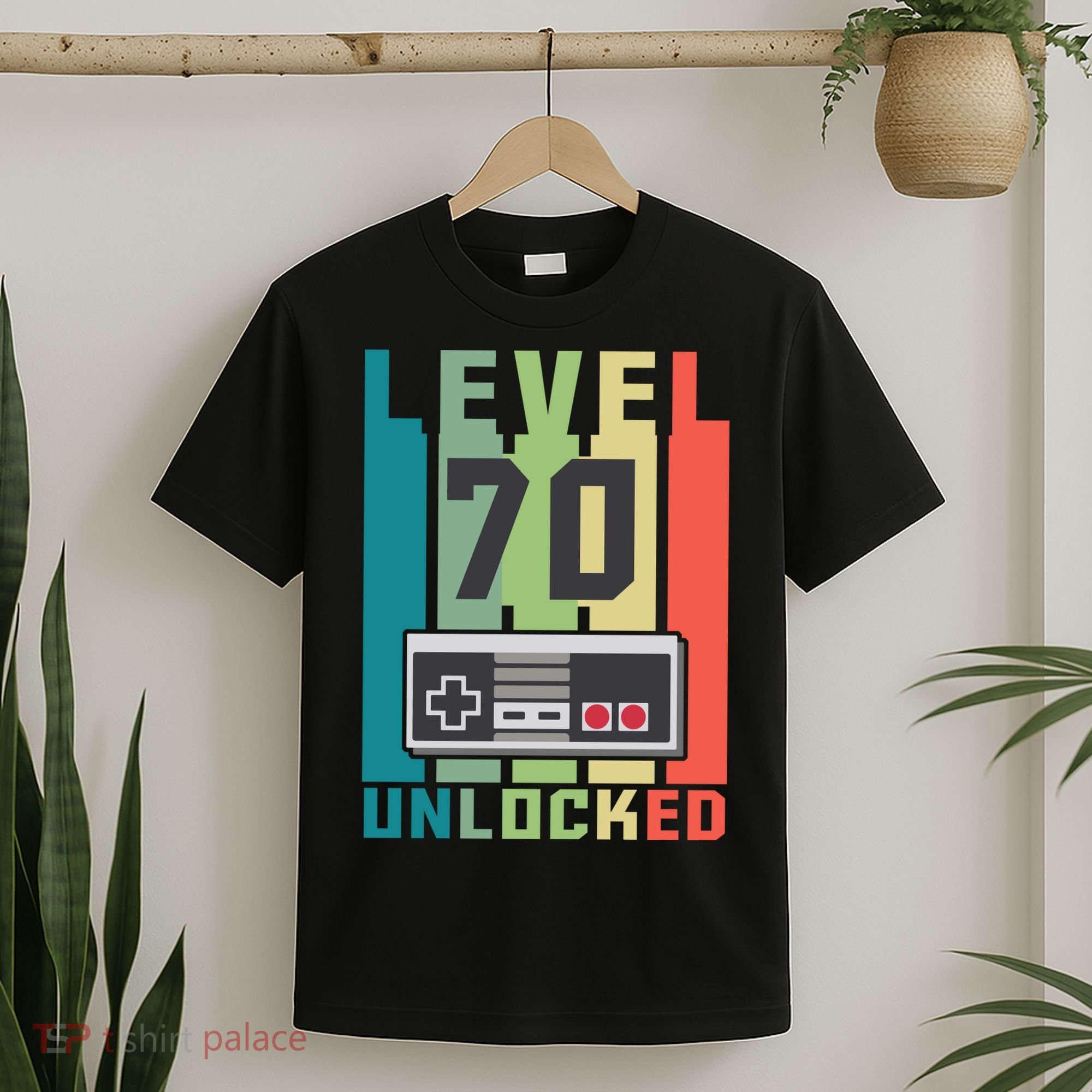 Level 70 Unlocked Funny Retro Gamer Birthday T-Shirt