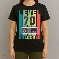 Level 70 Unlocked Funny Retro Gamer Birthday T-Shirt thumb 4