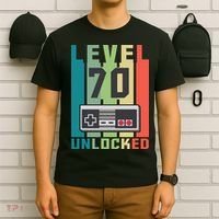 Level 70 Unlocked Funny Retro Gamer Birthday T-Shirt thumb 6
