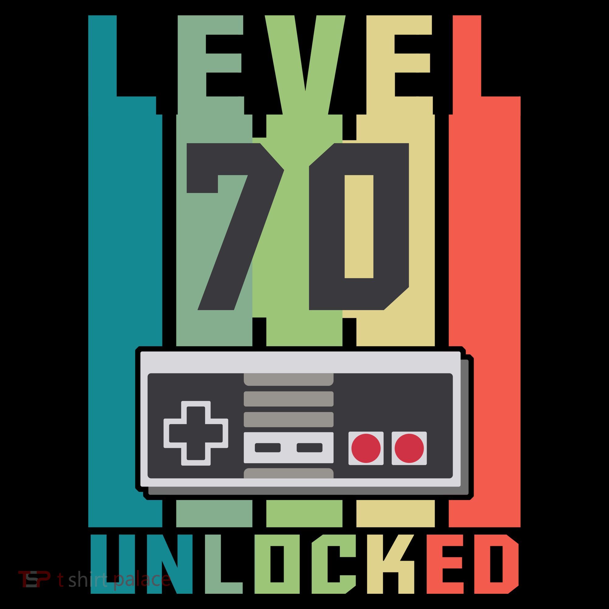 Level 70 Unlocked Funny Retro Gamer Birthday T-Shirt