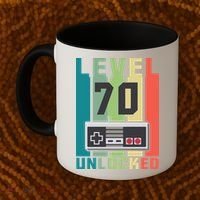 Level 70 Unlocked Funny Retro Gamer Birthday Coffee Mug thumb 2