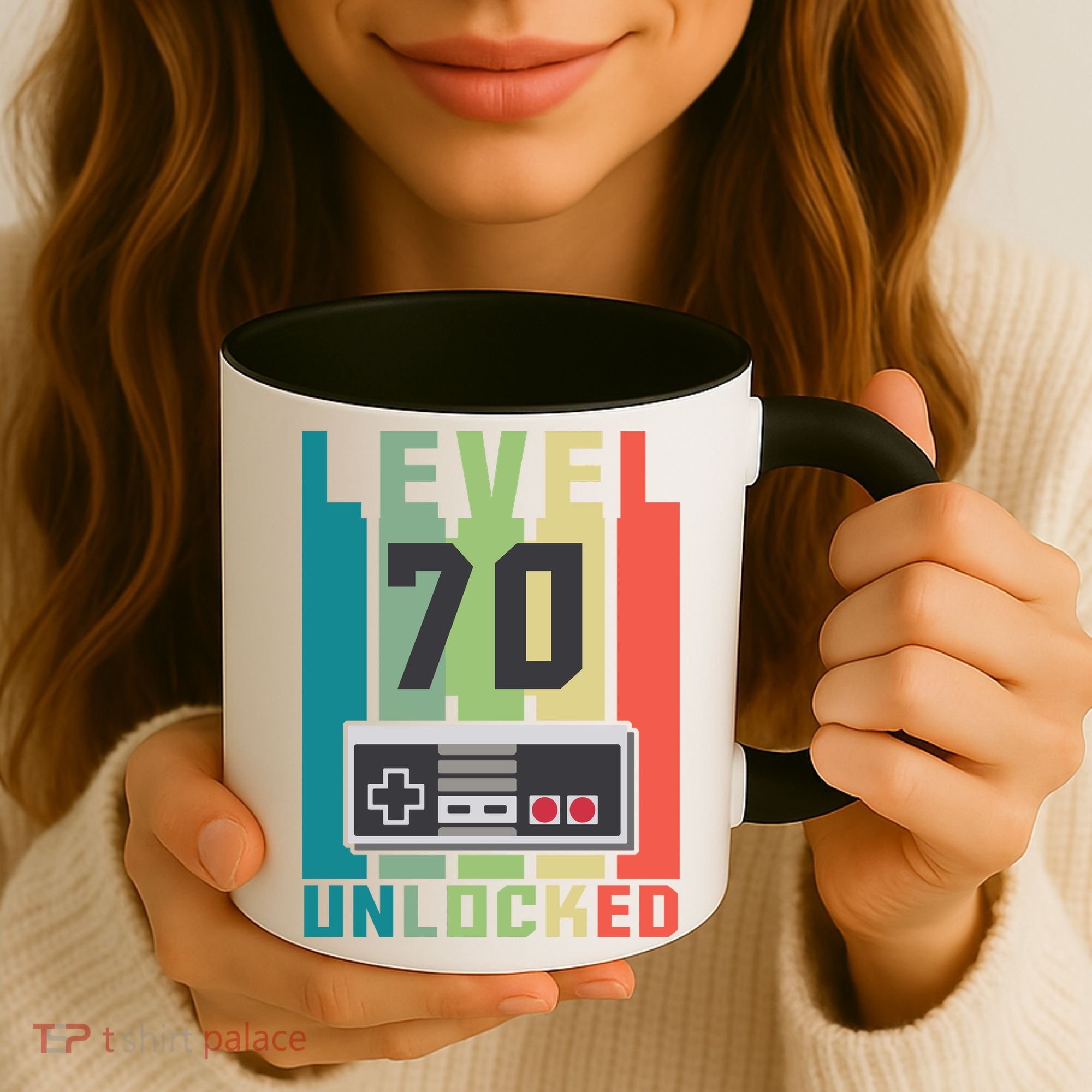 Level 70 Unlocked Funny Retro Gamer Birthday Coffee Mug