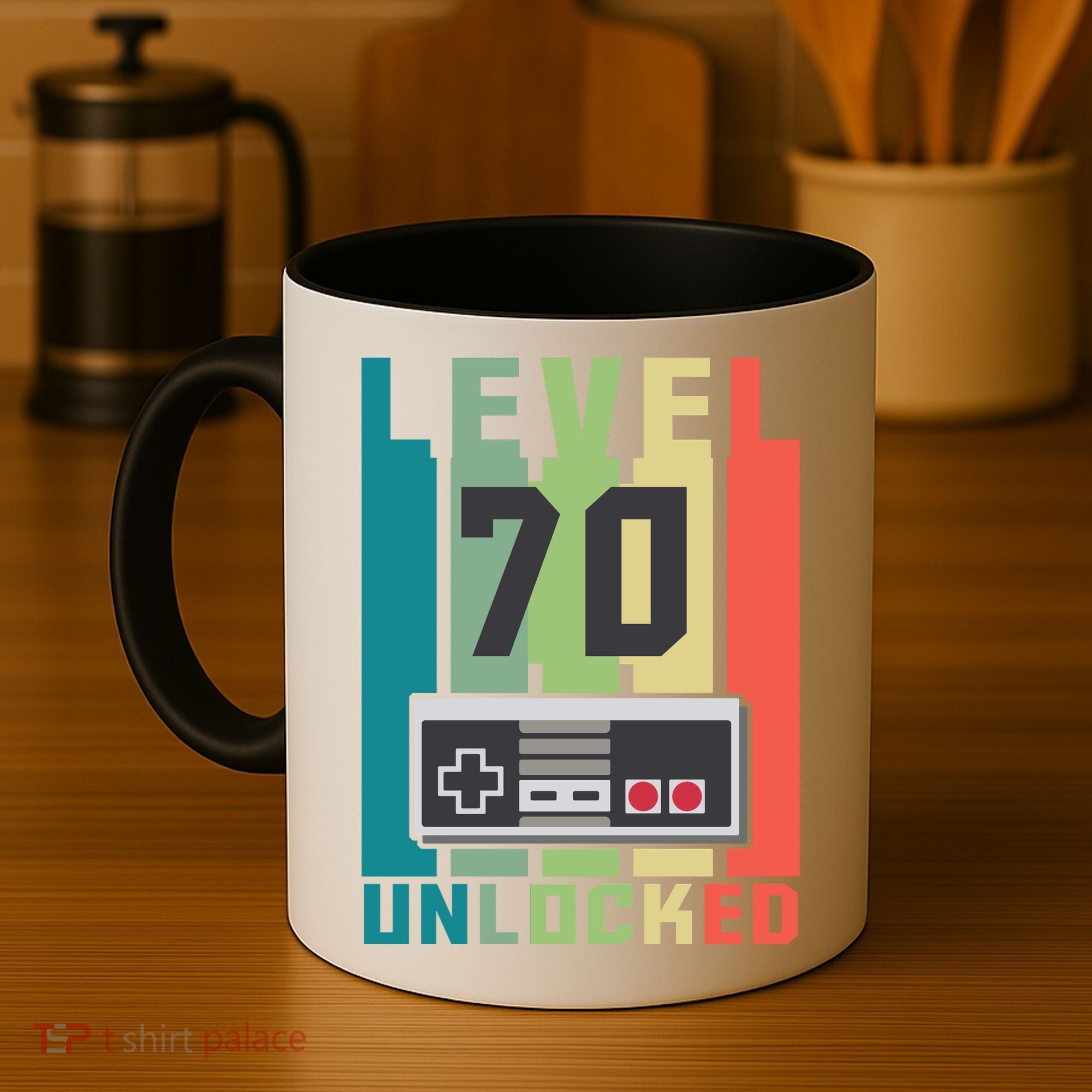 Level 70 Unlocked Funny Retro Gamer Birthday Coffee Mug