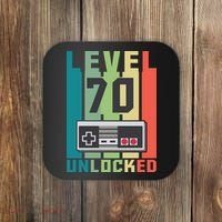 Level 70 Unlocked Funny Retro Gamer Birthday Coaster thumb 0