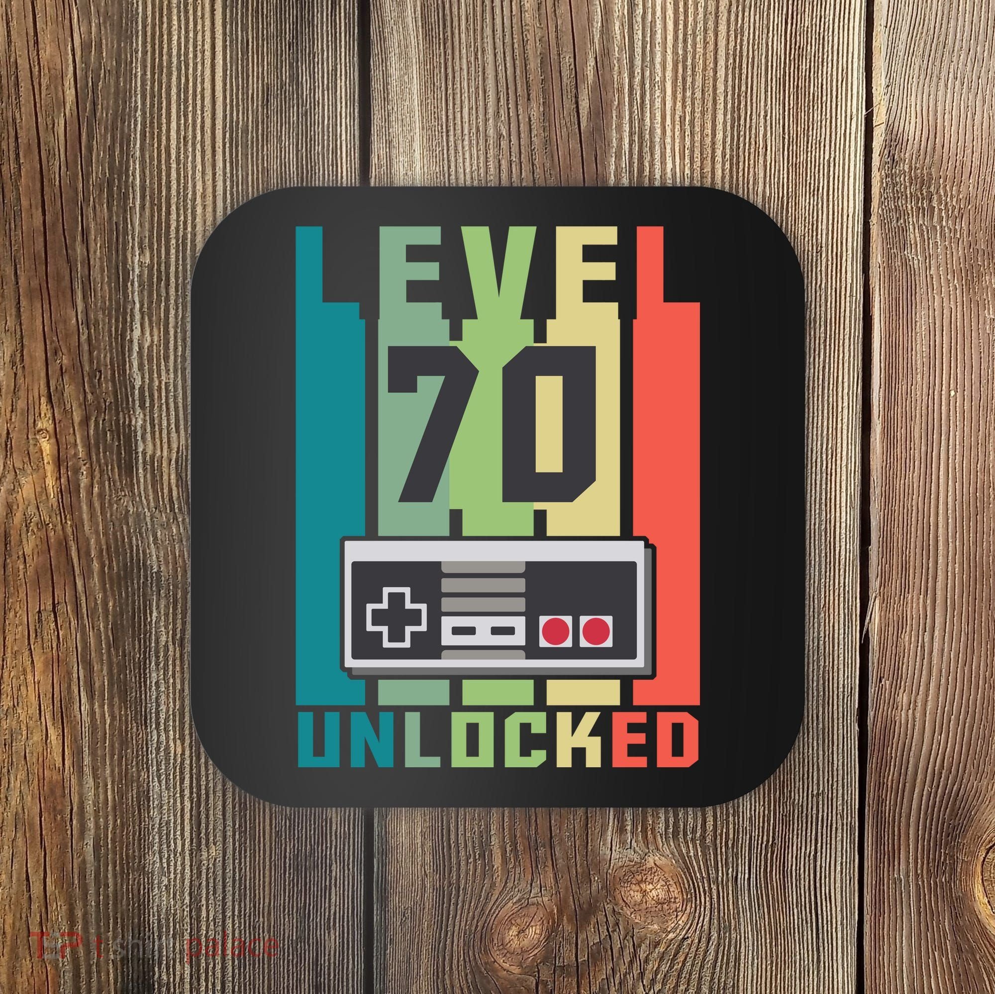 Level 70 Unlocked Funny Retro Gamer Birthday Coaster