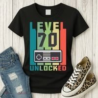 Level 70 Unlocked Funny Retro Gamer Birthday Women's T-Shirt thumb 3