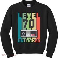 Level 70 Unlocked Funny Retro Gamer Birthday Kids Sweatshirt thumb 0