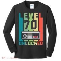 Level 70 Unlocked Funny Retro Gamer Birthday Kids Long Sleeve Shirt thumb 0