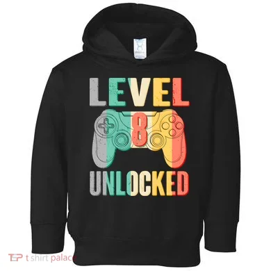 Level 8 Unlocked Eight Years Old Toddler Hoodie