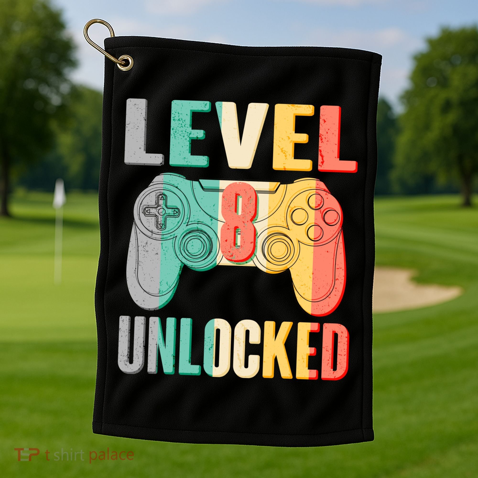 Level 8 Unlocked Eight Years Old Golf Towel