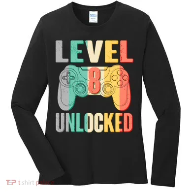 Level 8 Unlocked Eight Years Old Women's Long Sleeve Shirt