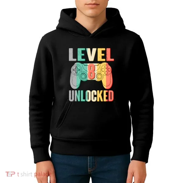 Level 8 Unlocked Eight Years Old Kids Hoodie