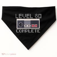 Level 80 Complete Retro Gamer 80th Birthday USA-Made Doggie Bandana thumb 0