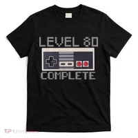 Level 80 Complete Retro Gamer 80th Birthday T-Shirt thumb 0