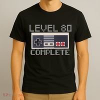 Level 80 Complete Retro Gamer 80th Birthday T-Shirt thumb 3