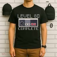 Level 80 Complete Retro Gamer 80th Birthday T-Shirt thumb 6