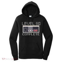 Level 80 Complete Retro Gamer 80th Birthday Women's Hoodie thumb 0