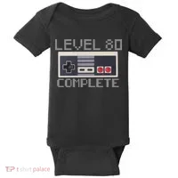 Level 80 Complete Retro Gamer 80th Birthday Baby Bodysuit thumb 0