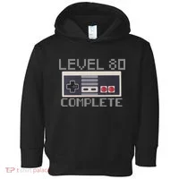 Level 80 Complete Retro Gamer 80th Birthday Toddler Hoodie thumb 0
