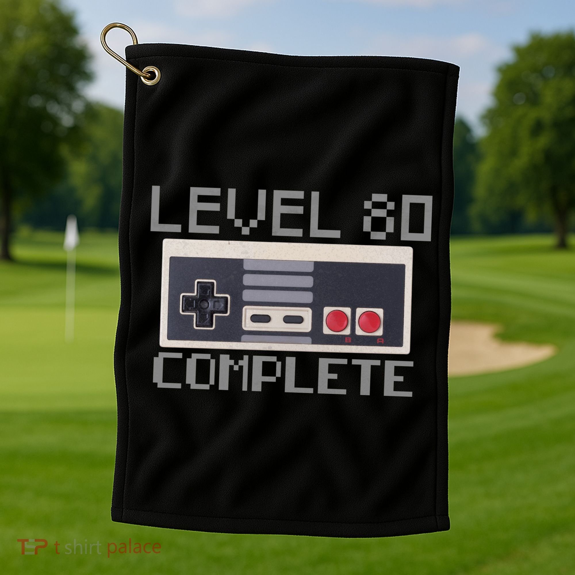 Level 80 Complete Retro Gamer 80th Birthday Golf Towel