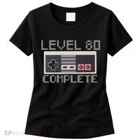 Level 80 Complete Retro Gamer 80th Birthday Women's T-Shirt thumb 0