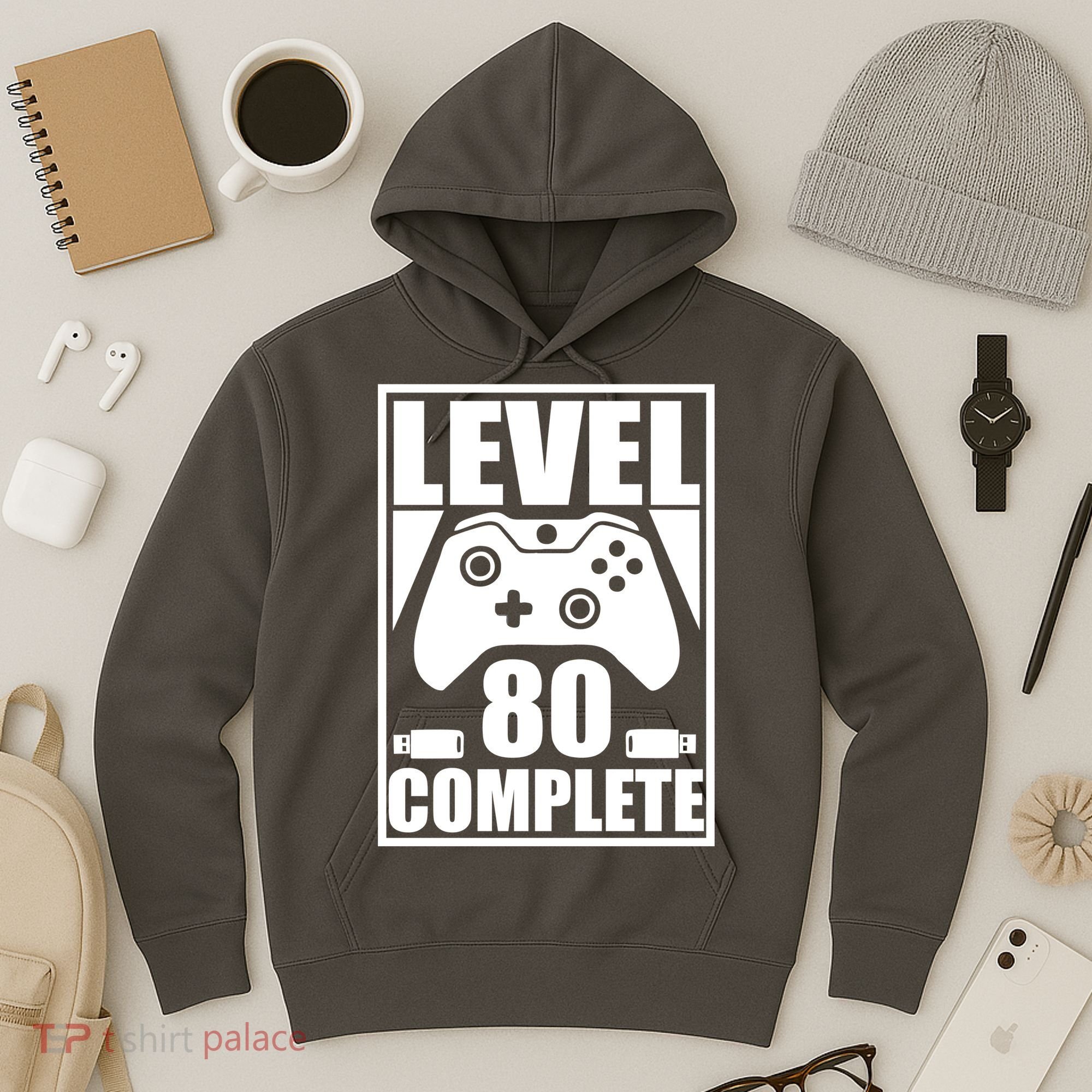 Level 80 Complete Video Gamer 80th Birthday Hoodie