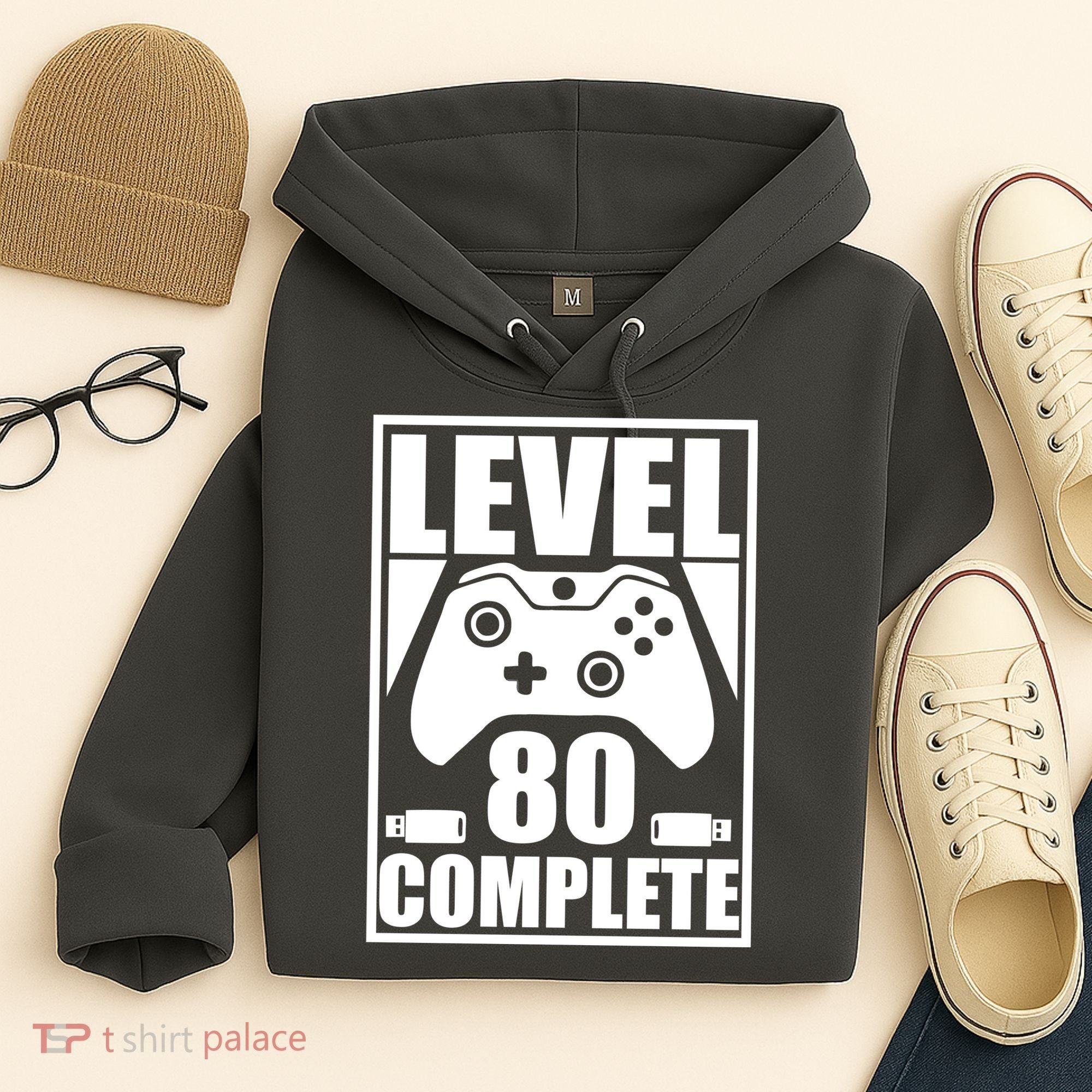 Level 80 Complete Video Gamer 80th Birthday Hoodie