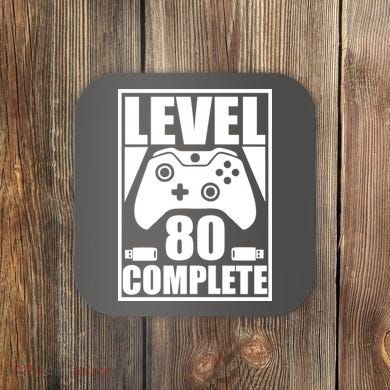 Level 80 Complete Video Gamer 80th Birthday Coaster
