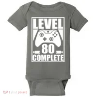Level 80 Complete Video Gamer 80th Birthday Baby Bodysuit thumb 0