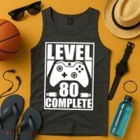 Level 80 Complete Video Gamer 80th Birthday Tank Top thumb 4