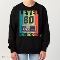 Level 80 Unlocked Funny Retro Gamer Birthday Women's Sweatshirt thumb 0