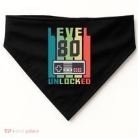 Level 80 Unlocked Funny Retro Gamer Birthday USA-Made Doggie Bandana thumb 0