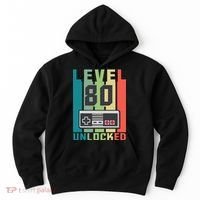 Level 80 Unlocked Funny Retro Gamer Birthday Hoodie thumb 0