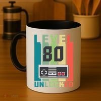 Level 80 Unlocked Funny Retro Gamer Birthday Coffee Mug thumb 4