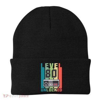 Level 80 Unlocked Funny Retro Gamer Birthday Beanie