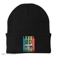 Level 80 Unlocked Funny Retro Gamer Birthday Beanie thumb 0